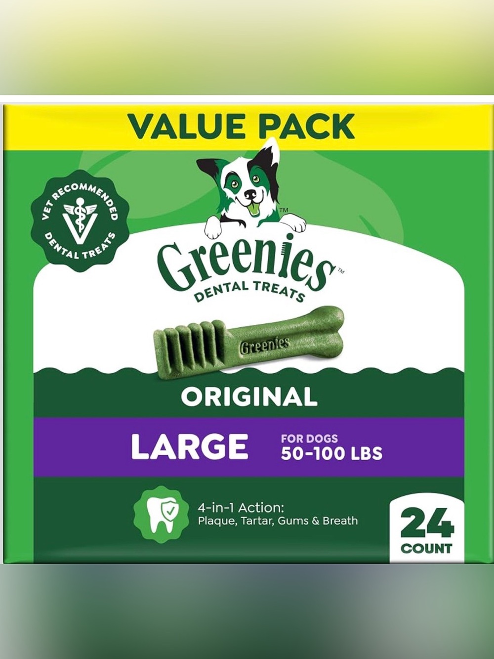 Original Dental Treats for Dogs - Large, Green (24 Count)